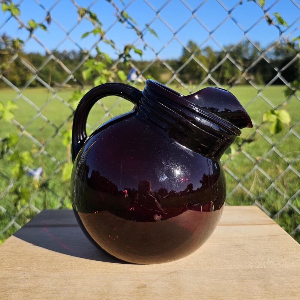 Vintage Anchor Hocking Royal Ruby Red Tilt Ball Pitcher